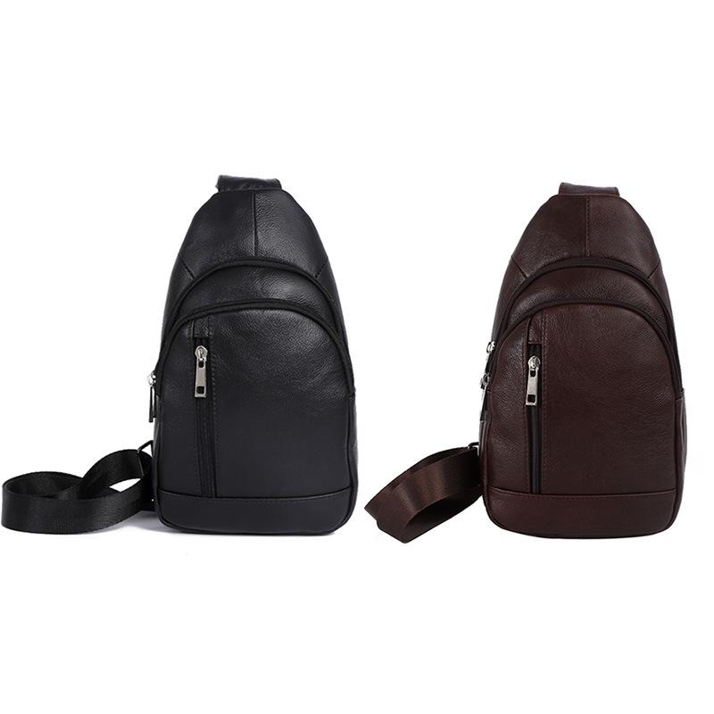 ショルダーバッグ メンズ 本革 牛革 多機能 ウエストポーチ ボディバッグ チェストバッグ スマホポーチ 斜め掛け スポーツ カジュアル 日常使い 通勤 収納 耐摩耗 黒 ダークブラウン(4)