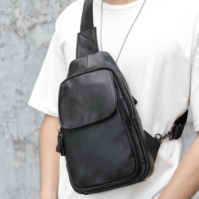 ボディバッグ メンズ 本革 牛革 ワンショルダー 斜め掛け ショルダーバッグ トレンド ファッション 個性的 スポーツ カジュアル 大容量 軽量 耐摩耗 8インチタブレット収納 日常 普段使い 黒 コーヒー ブラウン(4)