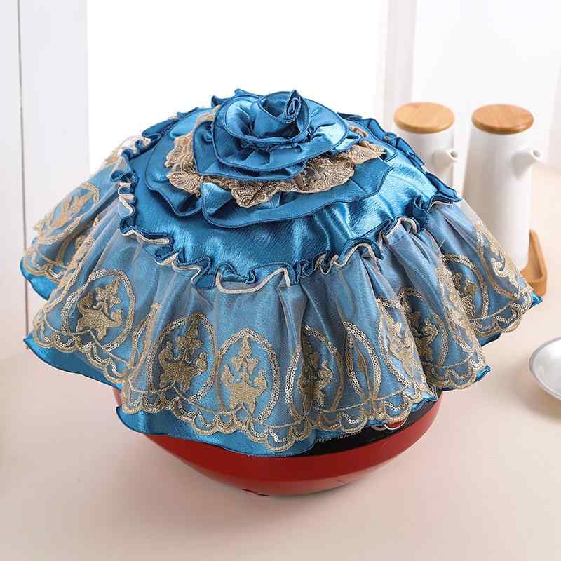 炊飯器カバー 円形 レース 家庭 電気圧力鍋 蓋 目隠し 布 防塵 キッチン 台所 おしゃれ かわいい ブル..