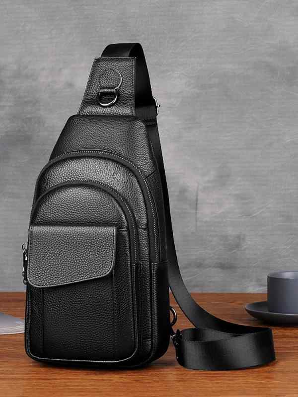 ボディバッグ メンズ 牛革 本革 ショルダーバッグ 斜め掛け 多機能 防水 耐摩耗 収納力抜群 ビジネス 通勤 出張 8インチタブレット対応 カジュアル ブラック ブラウン カーキ(4)