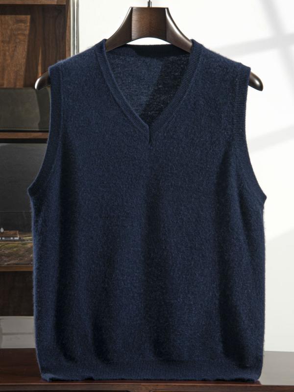 ベスト メンズ 男性用 カシミヤ 山ウール Vネック プルオーバー ノースリーブ ゆったり ルーズフィット..