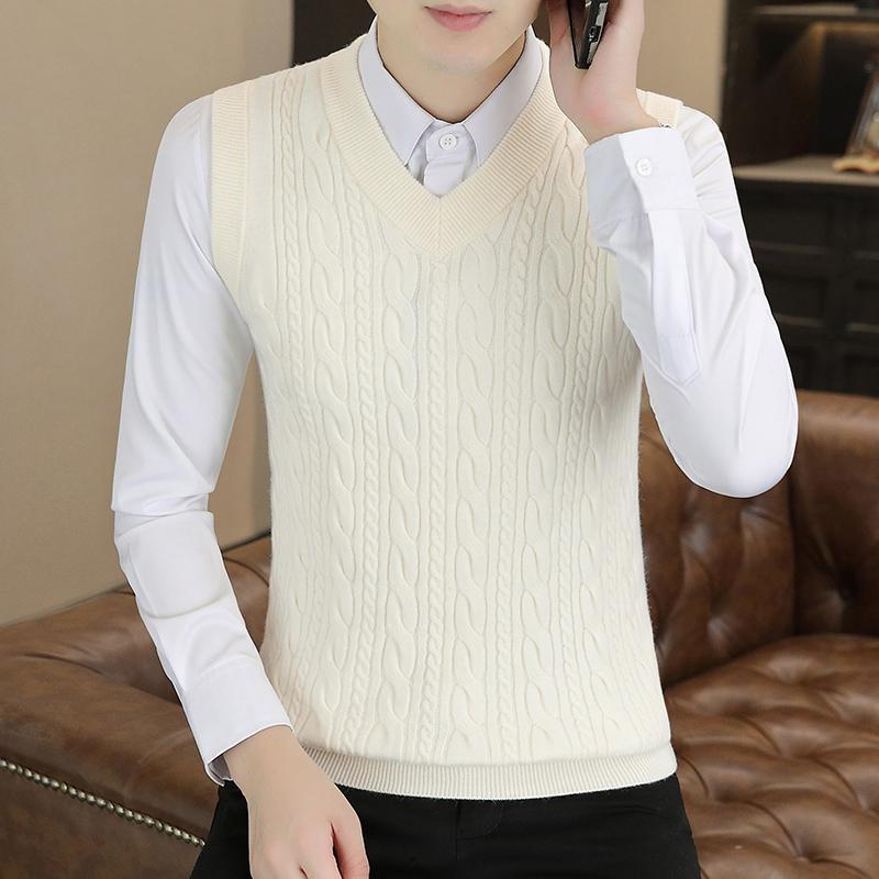 ベスト メンズ Vネック ノースリーブ ニットベスト ジレ スリムフィット 早春 トレンド カジュアル 重..