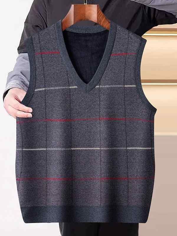 ニットベスト メンズ ノースリーブ Vネック プルオーバー ジャカード おしゃれ カジュアル ゆったり ポリエステル 秋冬 ネイビー ライトグレー ダークグレー