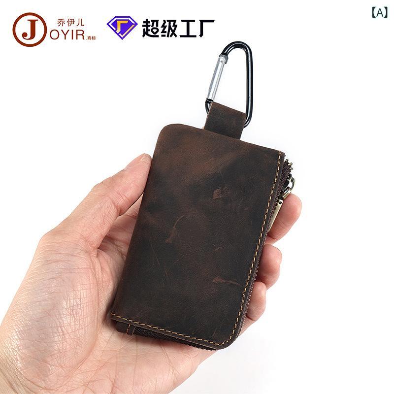 コインケース メンズ レディース 本革 牛革 クレイジーホースレザー ファスナー キーケース キーポーチ..