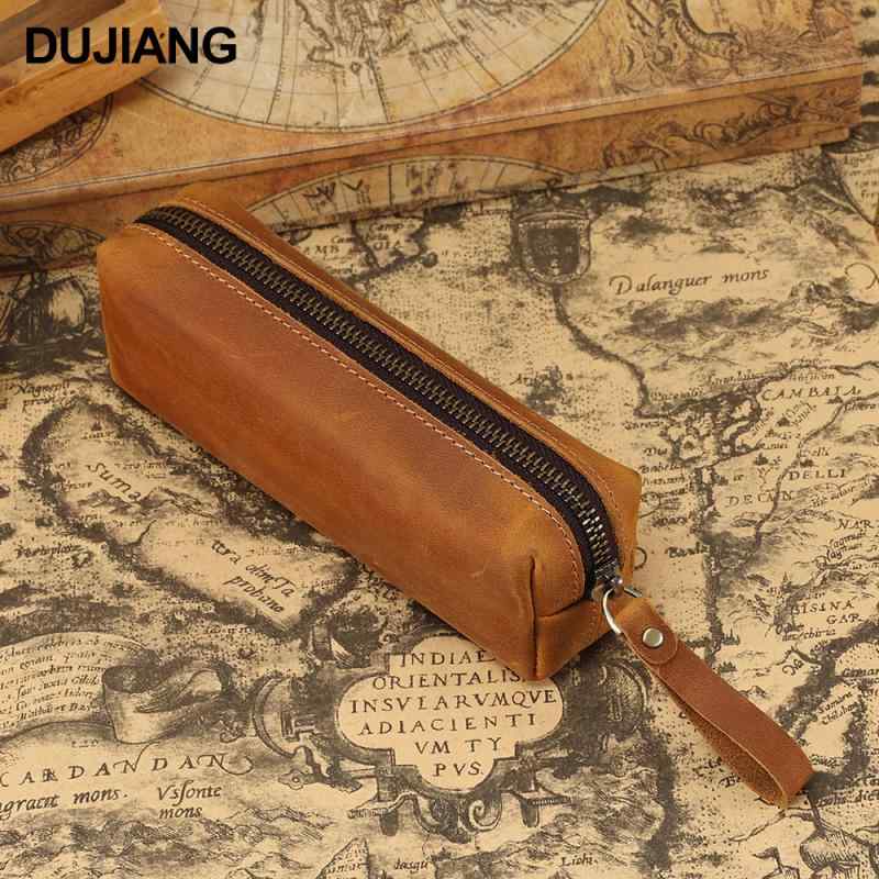 ペンケース メンズ レディース クレイジーホースレザー 本革 牛革 レザー レトロ アンティーク調 シン..