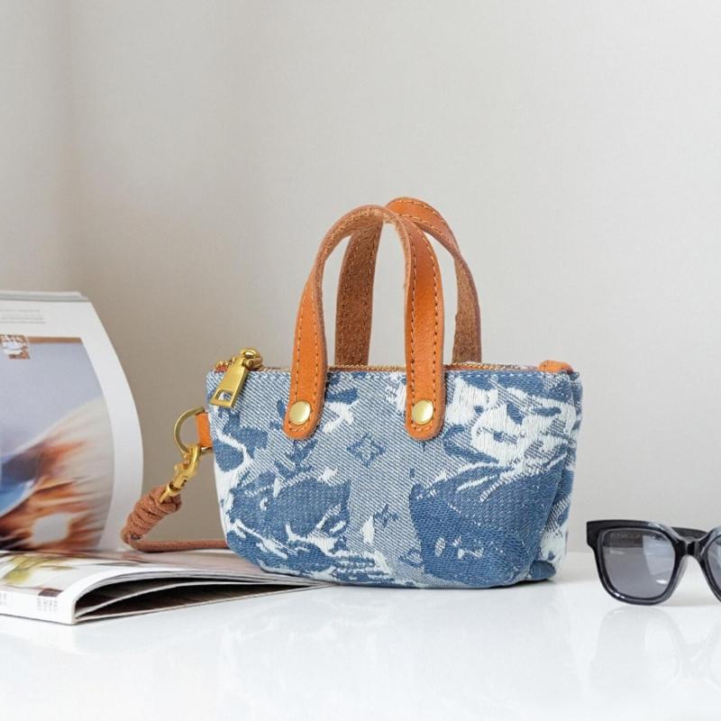 ミニバッグ レディース 小銭入れ スマホポーチ 化粧ポーチ デニム パッチワーク 異素材ミックス ロック..