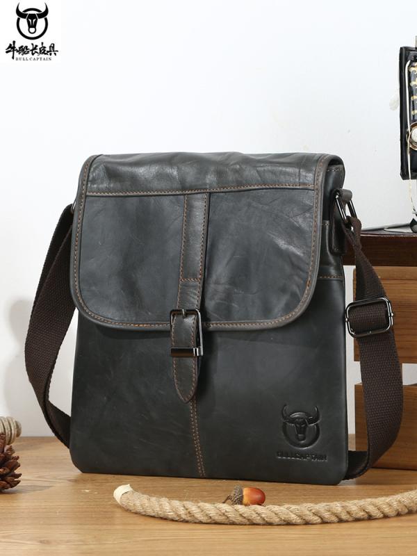 メンズ ショルダーバッグ 本革 牛革 レザー ソフト 薄型 斜め掛け 肩掛け ボディバッグ カジュアル ビジネス 通勤 スポーツ アウトドア 普段使い トレンド おしゃれ 欧米レトロ 防犯 8インチ対応 ブラウン ダークブルー(4)