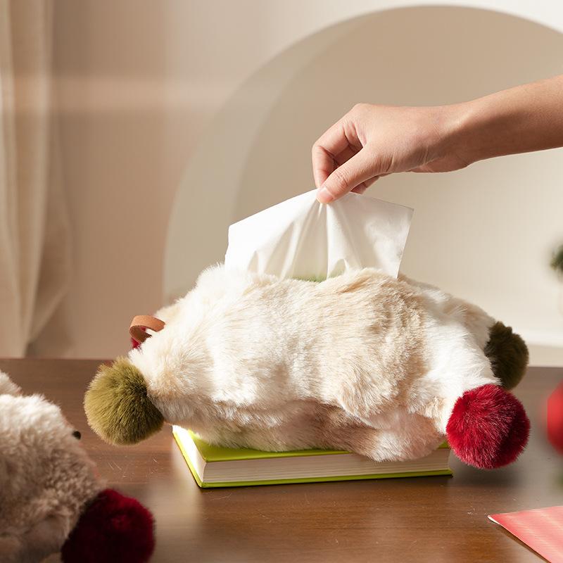 ティッシュケース 冬 クリスマス ふわふわ モコモコ フェイクファー リビング ダイニング 卓上 吊り下..