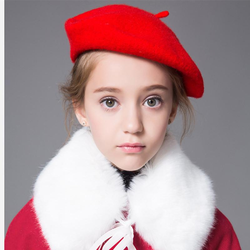 ベレー帽 女の子 男の子 子供 キッズ ベビー ウール フェルト ウール 秋冬 冬 暖かい 保温 防寒 かわいい おしゃれ プリンセス 韓国風 画家帽 お出かけ 普段使い 通園 通学 プレゼント ブラック ピンク レッド