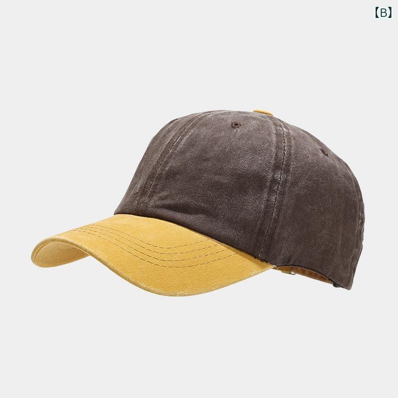 ベースボールキャップ レディース ブリティッシュ レトロ ヴィンテージ ウォッシュ加工 切り替え 無地 ソフト カーブつば 丸型 日よけ 紫外線対策 UVカット 通気性 防風 アウトドア カジュアル 普段使い おしゃれ ワインレッド ネイビー グレー