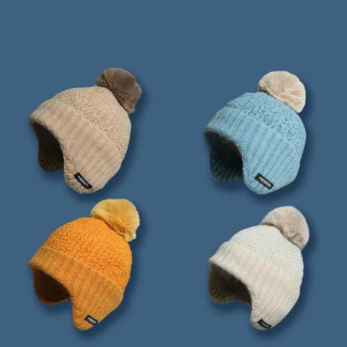 フライトキャップ パイロット 帽子 防寒 冬 ボンボン イヤーマフ ニット帽 男女兼用 防風 暖かい ベージュ 黄色 青