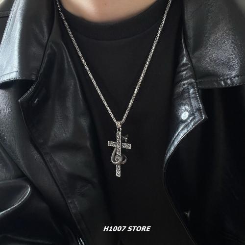 クロス ネックレス メンズ アクセサリー 十字架 スネーク ヒップホップ デザイン ハイエンド チタン レディース