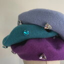 ベレー帽 レディース 帽子 キラキラ ビーズ おしゃれ ファッション かわいい カジュアル ウール 韓国 紫 青 黒