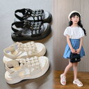 キッズ サンダル 女の子 子供靴 ジュニア カジュアル かわいい 春夏 オープントゥ 靴 赤ちゃん ビーチ ベージュ ブラック 編み込み