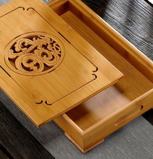 ティートレー 茶盤 トレイ 茶道具 竹製 和風 ティーテーブル 家庭用 シンプル ティーセット 1