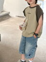 タンクトップ キッズ 春夏 ノースリーブ トップス 子供服 男の子 コットン Tシャツ 半袖 シンプル グレー グリーン ブラック