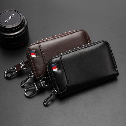 キーケース メンズ 収納 レザー バッグ カード ホルダー ツーインワン ウエスト ハンギング 多機能 大容量 シンプル 青 茶色