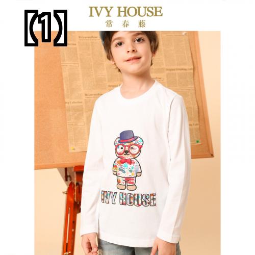 楽天Grams楽天市場店tシャツ キッズ 長袖 IVY HOUSEIvy 2022 秋の新 商品 男の子と女の子のプリント ベア ファッション ラウンド ネック シャツ トップス