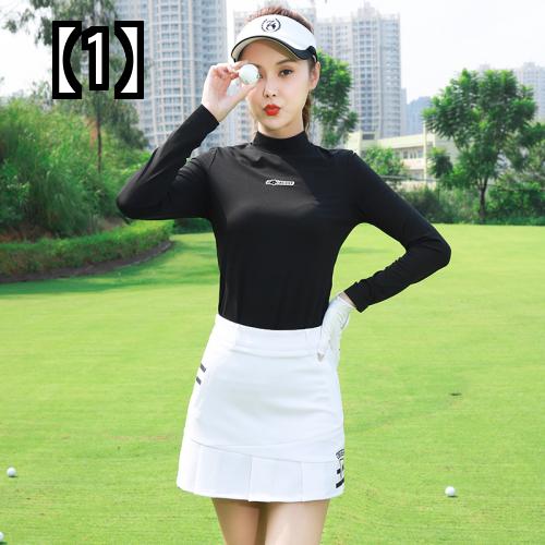 ゴルフウェア 女性用 レディース ファッション 快適 スポーツ 動きやすい 婦人服 長袖 シャツ スリム タートルネック