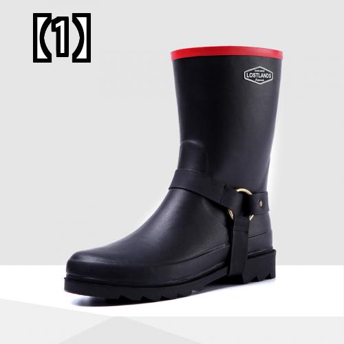 女性 水靴 レインブーツ 長靴 レインシューズ 手作り 春夏 ファッション フレンチ エレガント ミッド チューブ マーティン 防水 カバー