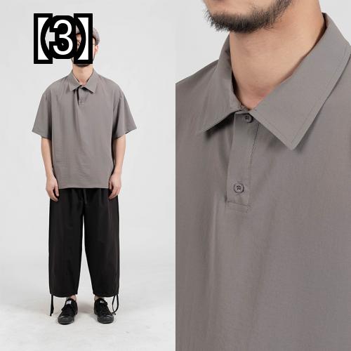 ポロシャツ カジュアル 快適 通気性 スポーツ アウトドア メンズ 半袖 ゆったり 文学 レトロ シンプル シャツ
