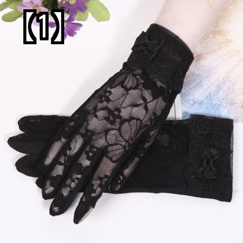 手袋 レース レディース uvケア おしゃれ サマー 快適 通気性 日焼け対策 ドライビング サン プロテクション グローブ ウィメンズアンチ 紫外線 サイクリング サンシェード 春秋 伸縮性