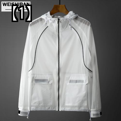 男性用 日焼け止め 衣類 ファッショナブル ラッシュガード 夏 超 薄型 穴あき メッシュ 通気性 フード付き ジャケット 屋外 レジャー ツーリング 白 グレー 黒