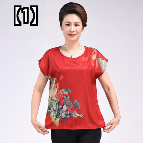 半袖 シャツ シニア 快適 通気性 レディース ファッション 2022年 夏服 ゆったり プリント シャツ 中高年 婦人服 お母さん ママ プラス サイズ シャツのサムネイル