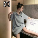 マタニティ ウェア 妊婦 ファッション 快適 サマー 半袖 シャツ 韓国 ゆったり ミドル丈 カバー カラー スカート ママ トップス