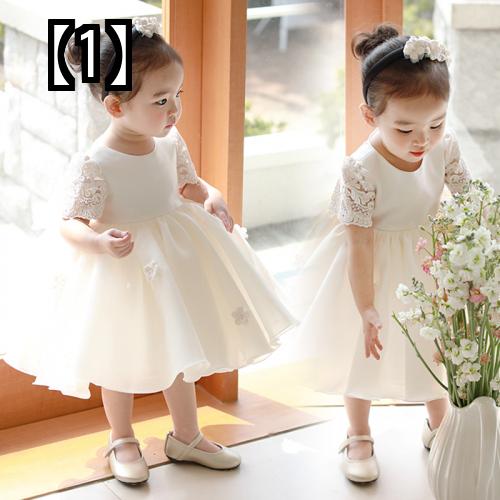 キッズ ベビー ファッション ドレス プリンセス 子供用 スカート 女の子 ふわふわ 誕生日 フラワー ガール 結婚式 ホワイト