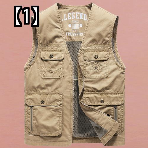 ベスト チョッキ アウトドア 登山 トレッキング 春 マルチ ポケット ツーリング ゆったり ジャケット メンズ 釣り ウォッシュド コットン 大きいサイズ カーキ アーミーグリーン 紺