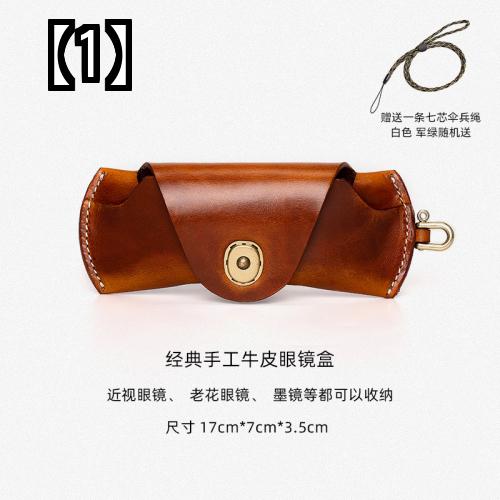 メガネ サングラス ケース アメリカン レトロ 牛革 メンズ ポータブル レザー 収納 ボックス ブラウン ダークブラウン おしゃれ ギフト プレゼント