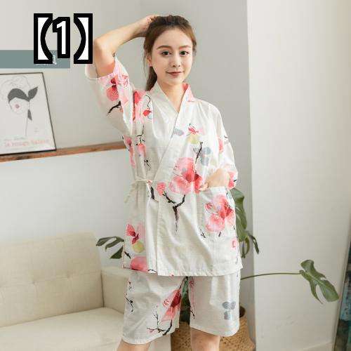 甚平 和装 パジャマ ホームウェア サマー 快適 通気性 マッサージ ウェア 夏 和風 レディース コットン ホーム 着物 半袖 かわいい
