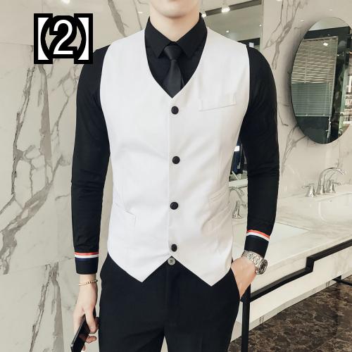 ベスト メンズ スーツ ジレ チョッキ スリム 韓国 カジュアル 紳士服 ビジネス ブリティッシュ 大きいサイズ ホワイト ブラック グレー 紳士服 フォーマル