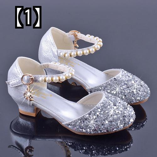 キッズシューズ 子供靴 女の子 フォーマル 発表会 結婚式 入学式 プリンセス ハイヒール レザー キラキラ シルバー ピンク パール
