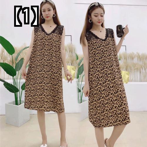 ルームウェア レディース ヒョウ柄 部屋着 パジャマ ゆったり 春夏 大きいサイズ セクシー ノースリーブ ワンピース レオパード