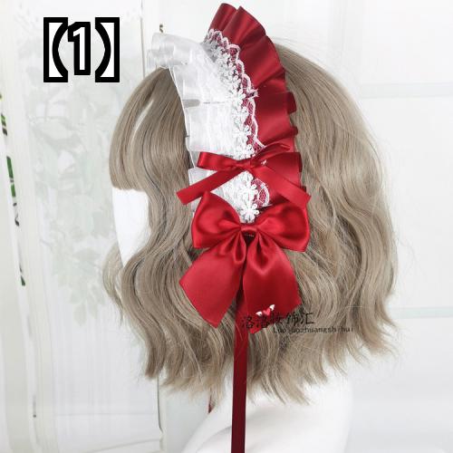 ロリータ ヘッドドレス ヘアバンド ヘッドアクセサリー ソフト ガール 甘い 黒 ピンク 頭飾り レース レッド ピンク ネイビー ブルー コスプレ——— / 【1】ワインレッド＋ホワイ——— / 【2】ワインレッド＋ブラッ——— / 【4】ミストピンク＋ブラッ——— / 【5】黒＋白の雪糸カチュー——— / 【6】黒＋黒雪糸カチューシ——— / 【7】水色＋白の雪糸カチュ——— / 【8】ライラック＋ホワイト——— / 【9】ネイビー ブルー + ホ——— / 【10】ライトグレー＋白雪糸——— / 【11】ミントグリーン＋ホワ——— / 【12】ブラウン+ホワイトス——— / 【13】オフホワイト＋白雪糸——— / 【14】ダークパープル＋ホワ——— / 【15】ライトピンク＋ホワイ——— / 【16】薄紫＋白雪糸カチュー——— / 【17】ダークグリーン＋ホワ——— / 【18】白＋白雪糸カチューシ——— / 【19】抹茶緑＋白雪糸カチュ——— / 【20】スモークパープル（青