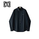 シャツ メンズ ストライプ 長袖 秋 トップス ブリティッシュ デザイン 刺繍 スリム 大きいサイズ 青 白 黒 おしゃれ