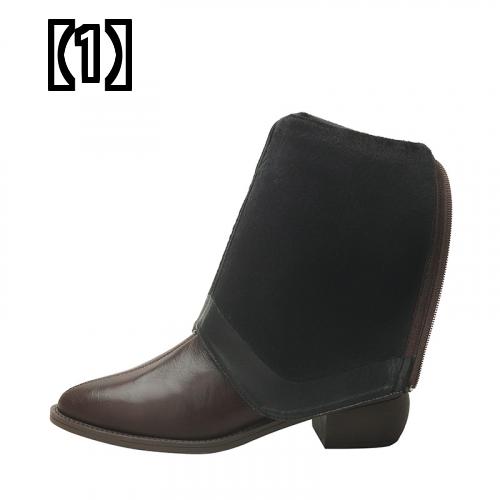 ブーツ レディース シューズ カジュアル ロング ショート 2022 ポインテッドトゥ 太ヒール バック ジッパー ニーハイ ベルベット カウボーイ