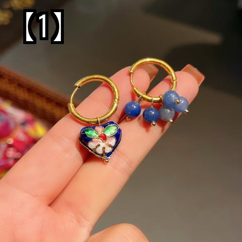 ピアス エスニック レディース アクセサリー ハイエンド ブルー エナメル レトロ おしゃれ