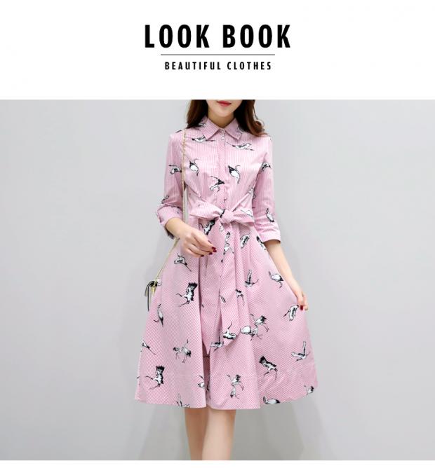 シャツ ワンピース レディース 2022年 春秋 トップス 婦人服 七分袖 ミドル丈 スリム ライン スカート ウエスト シャツ 大きいサイズ ピンク カーキ