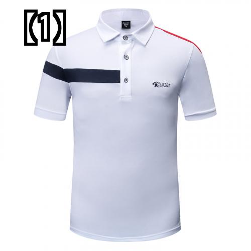 ゴルフウェア 春夏 メンズ 半袖 シャツ トップス 速乾 白 赤 紺 スポーツ ポロシャツ
