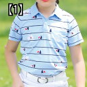 ゴルフウェア ジュニア 子供 女の子 男の子 服 春夏 スポーツ ポロシャツ 半袖 シャツ ショーツ パンツ スカイブルー その1