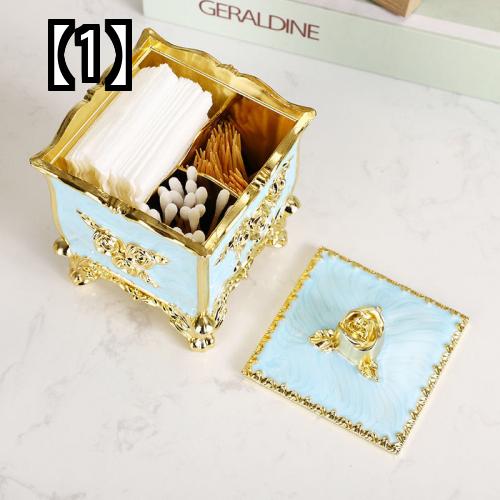 爪楊枝入れ つまようじケース ヨーロピアン つまようじ ボックス 家庭用 綿棒 蓋付き コンパートメント コットン 収納 おしゃれ