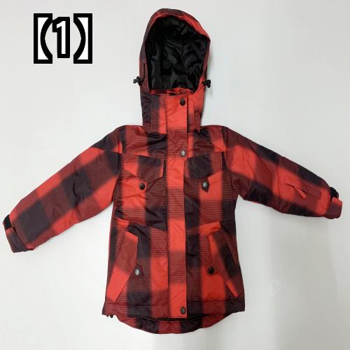 スノーボードウェア スキーウェア キッズ ジュニア シングル 子供用 スキー アウトドア ジャケット 登山 女の子 コットン 防水 通気性 暖かい 赤 ピンク チェック