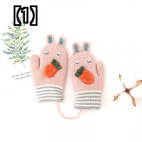 手袋 グローブ スノーボード スキー キッズ ジュニア 子供用 冬用 ベビー 男の子 女の子 幼児 厚手 ウサギ ピンク グレー ブルー