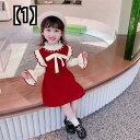 ワンピース 子供服 2022 秋冬 おしゃれ 女の子 ドレス ニット セーター スカート 大きいサイズ ボルドー 長袖