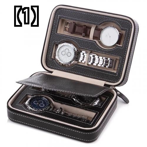 時計ケース 腕時計 携帯収納ケース 持ち運び 旅行 シンプル ジッパー 時計 ジュエリー 収納袋 PU ポータブル ボックス コレクション