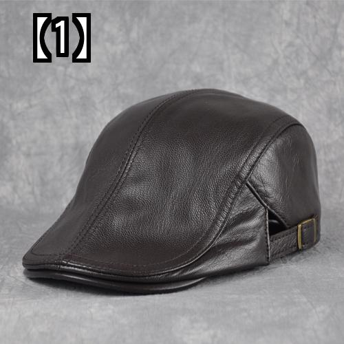 メンズ ベレー帽 レザー 帽子 秋冬 シープ スキン キャップ 薄手 耳 保護 フォワード ブラウン ブラック ハンチング