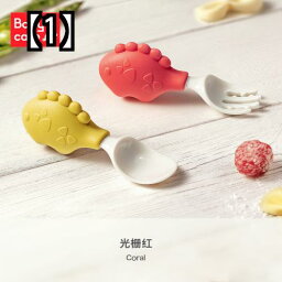 スプーン フォーク 子供用 ベビー 練習 カトラリー ケア 学習 ショート ハンドル トレーニング 補助 食器 赤 黄色 緑